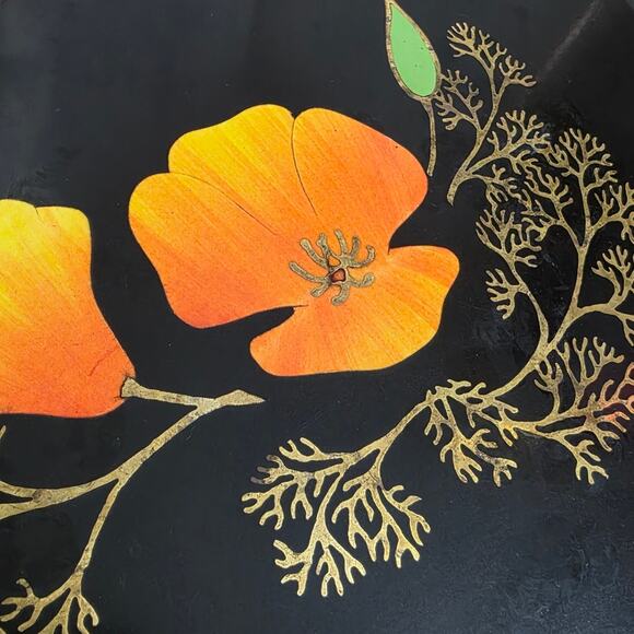 Vintage Couroc California Poppy Tray 12.5x9.5 Mid Century Modern MCM Barware - Picture 4 of 9